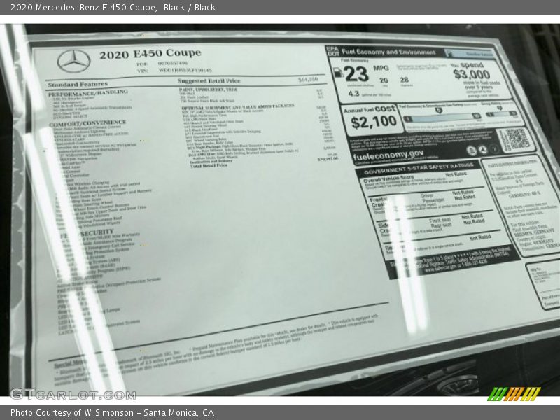 Black / Black 2020 Mercedes-Benz E 450 Coupe