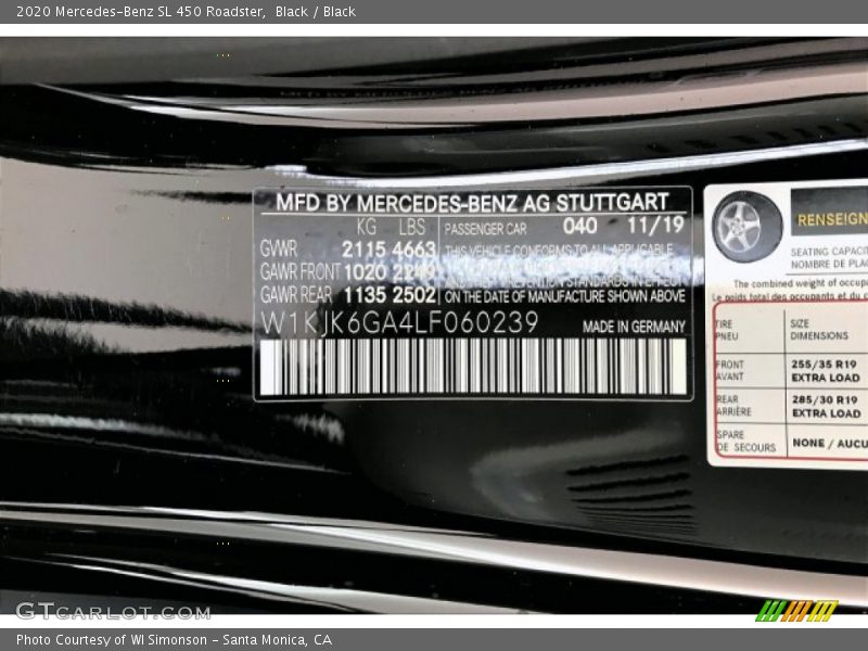 Black / Black 2020 Mercedes-Benz SL 450 Roadster