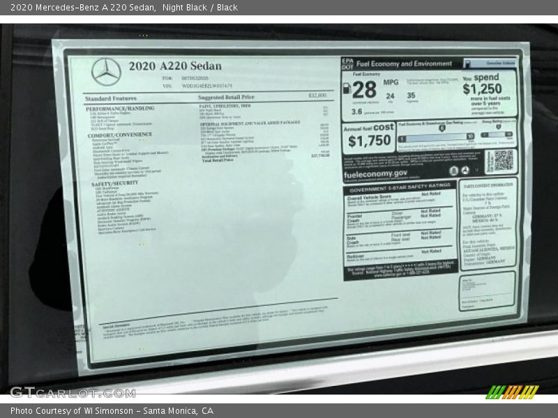 Night Black / Black 2020 Mercedes-Benz A 220 Sedan
