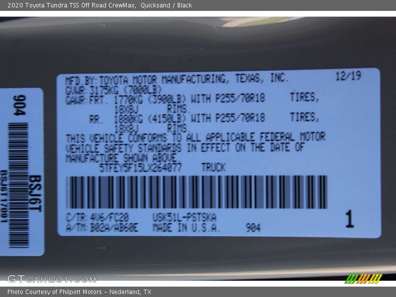 Quicksand / Black 2020 Toyota Tundra TSS Off Road CrewMax