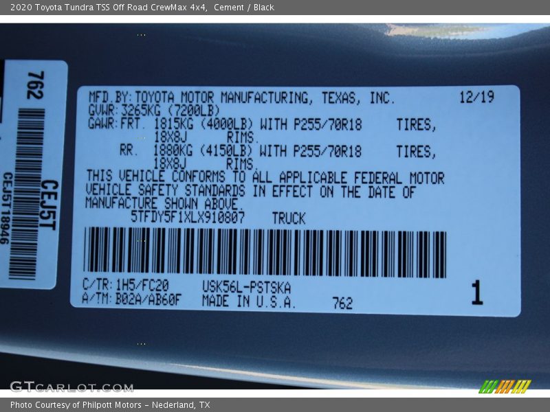 Cement / Black 2020 Toyota Tundra TSS Off Road CrewMax 4x4