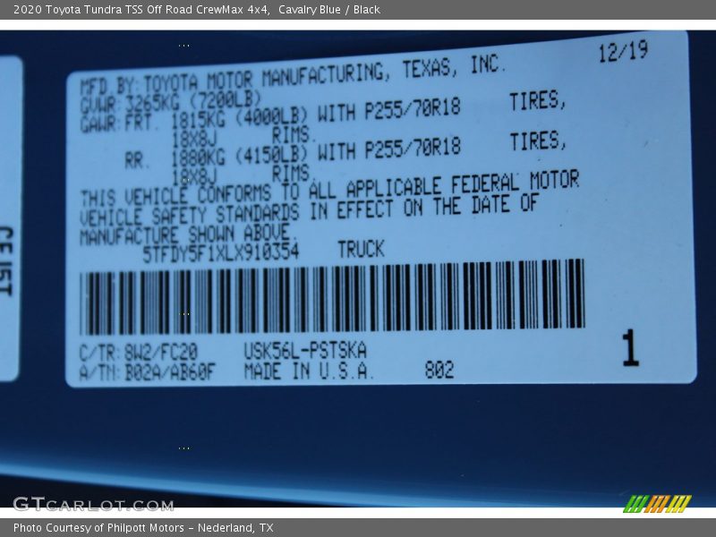 Cavalry Blue / Black 2020 Toyota Tundra TSS Off Road CrewMax 4x4