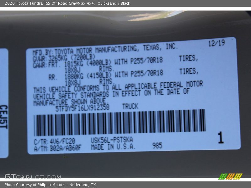 Quicksand / Black 2020 Toyota Tundra TSS Off Road CrewMax 4x4