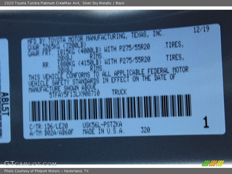 Silver Sky Metallic / Black 2020 Toyota Tundra Platinum CrewMax 4x4