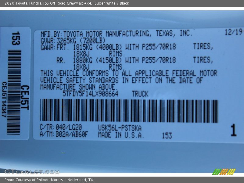 Super White / Black 2020 Toyota Tundra TSS Off Road CrewMax 4x4