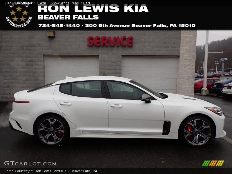 Snow White Pearl / Red 2020 Kia Stinger GT AWD