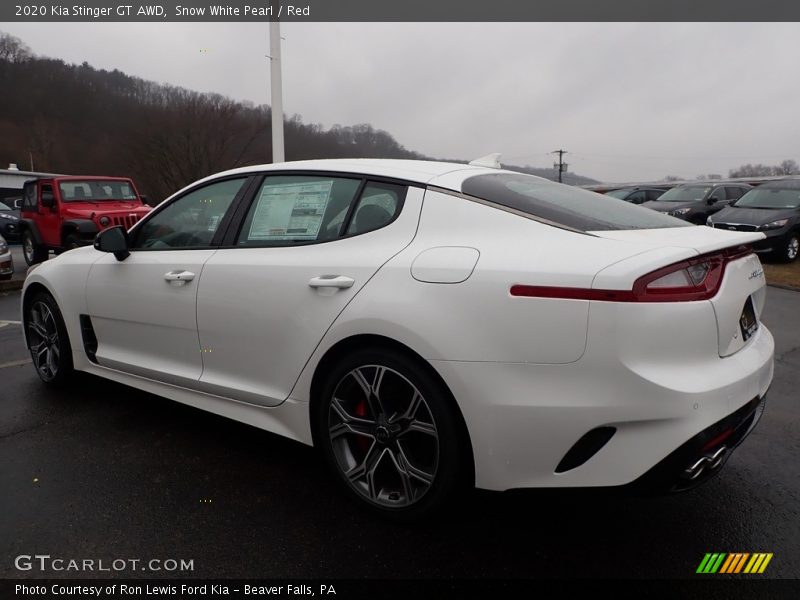 Snow White Pearl / Red 2020 Kia Stinger GT AWD