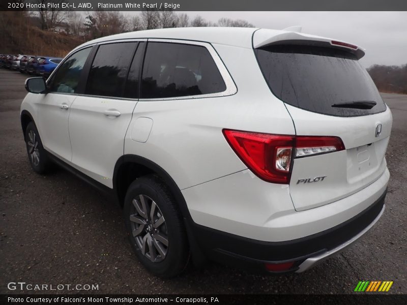 Platinum White Pearl / Beige 2020 Honda Pilot EX-L AWD