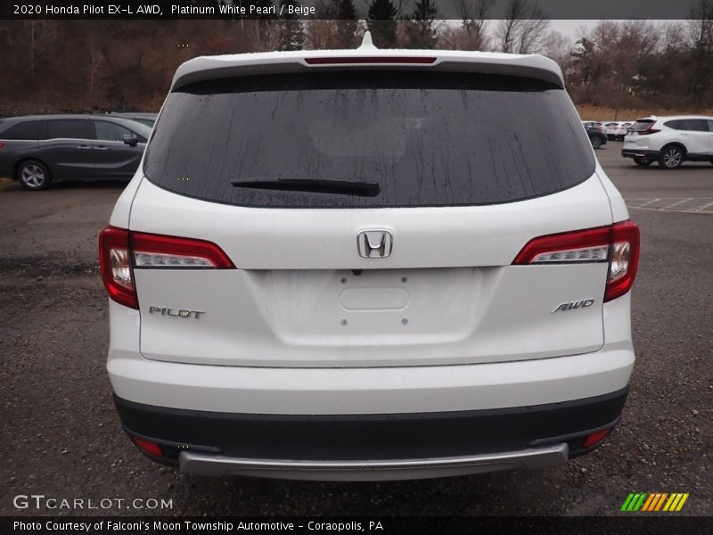 Platinum White Pearl / Beige 2020 Honda Pilot EX-L AWD