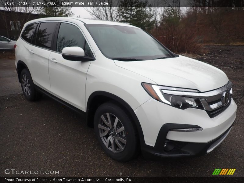 Platinum White Pearl / Beige 2020 Honda Pilot EX-L AWD