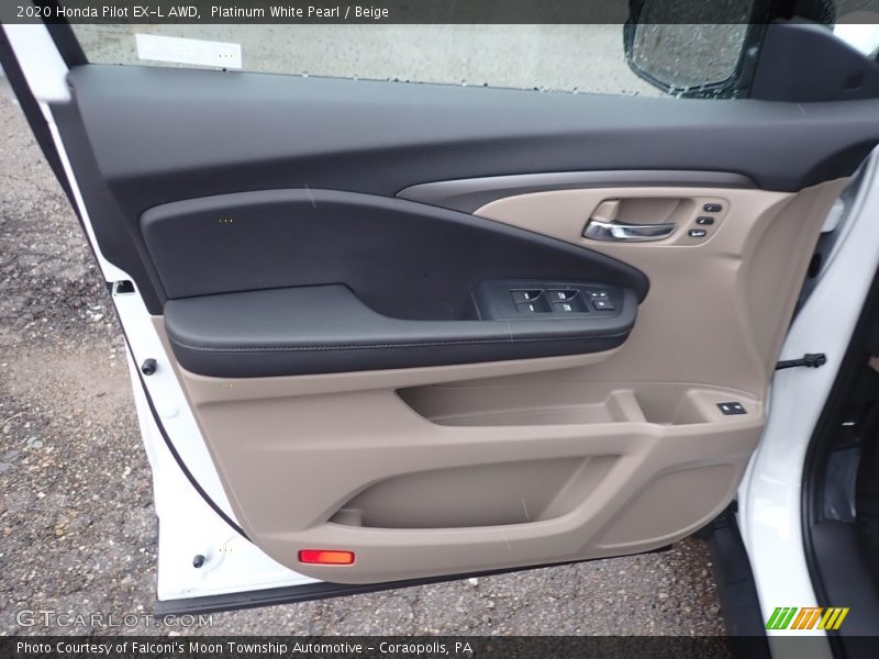 Platinum White Pearl / Beige 2020 Honda Pilot EX-L AWD