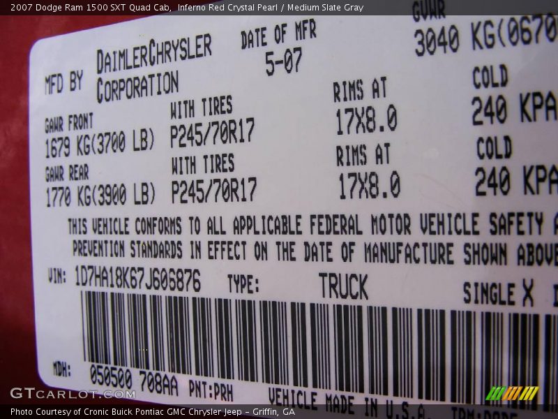 Inferno Red Crystal Pearl / Medium Slate Gray 2007 Dodge Ram 1500 SXT Quad Cab