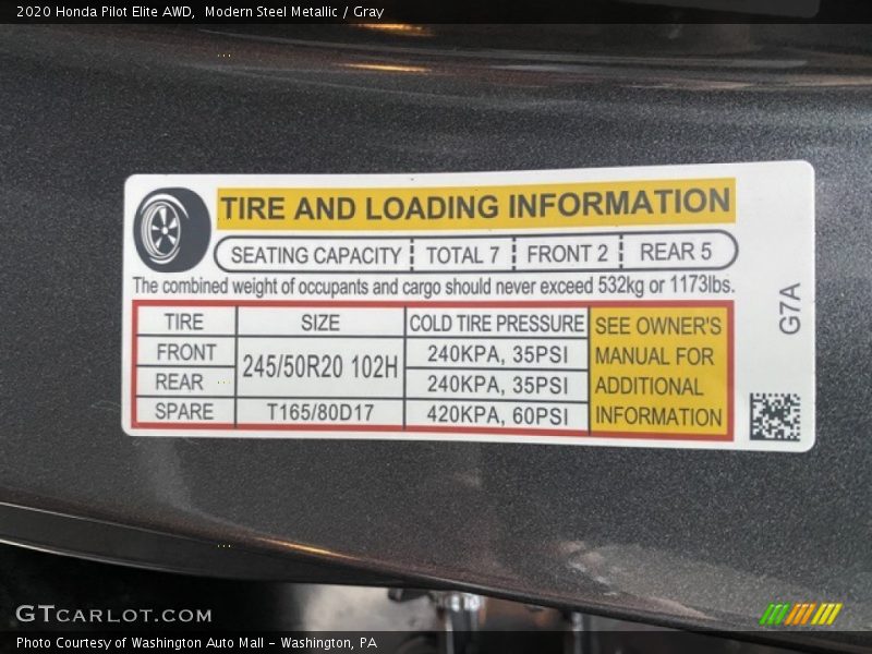Modern Steel Metallic / Gray 2020 Honda Pilot Elite AWD