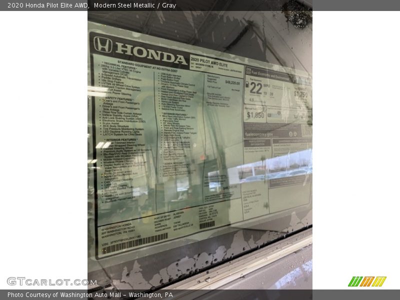 Modern Steel Metallic / Gray 2020 Honda Pilot Elite AWD