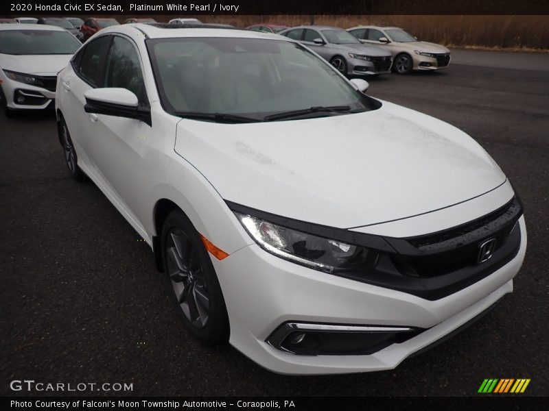 Platinum White Pearl / Ivory 2020 Honda Civic EX Sedan