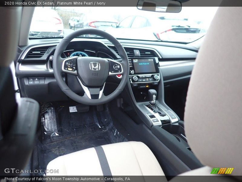 Platinum White Pearl / Ivory 2020 Honda Civic EX Sedan