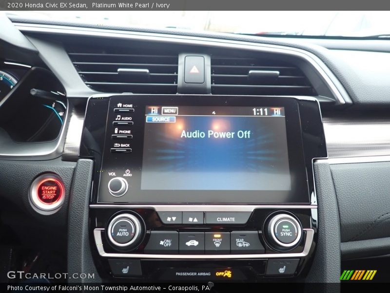 Platinum White Pearl / Ivory 2020 Honda Civic EX Sedan