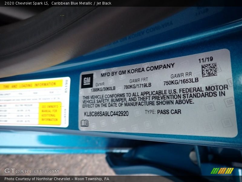 Caribbean Blue Metallic / Jet Black 2020 Chevrolet Spark LS