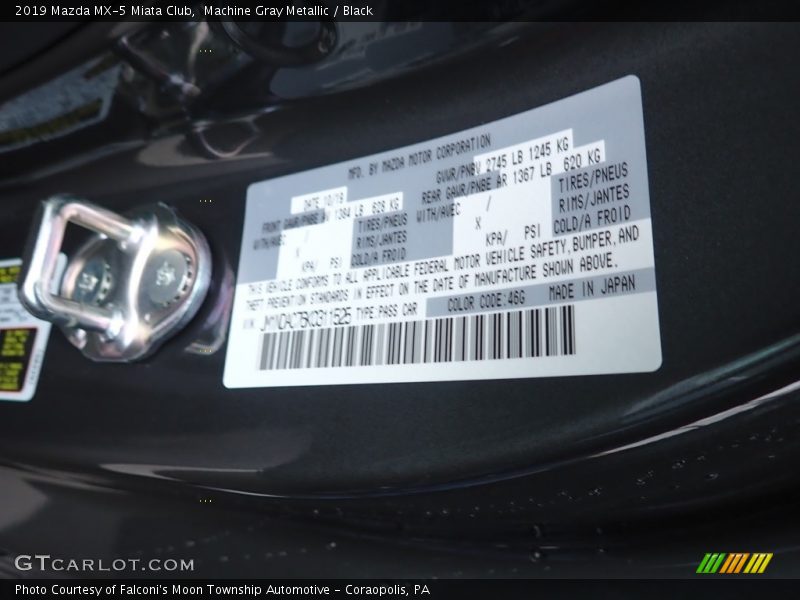2019 MX-5 Miata Club Machine Gray Metallic Color Code 46G