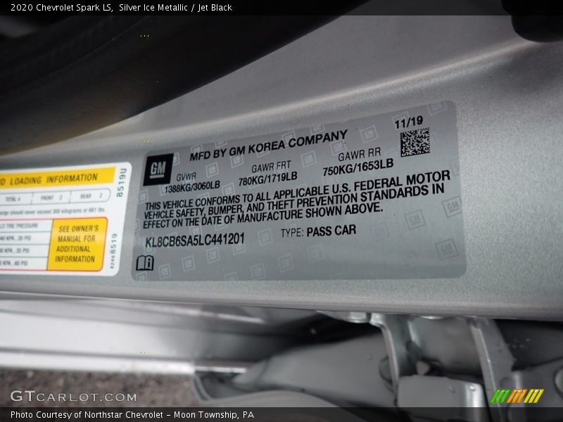 Silver Ice Metallic / Jet Black 2020 Chevrolet Spark LS