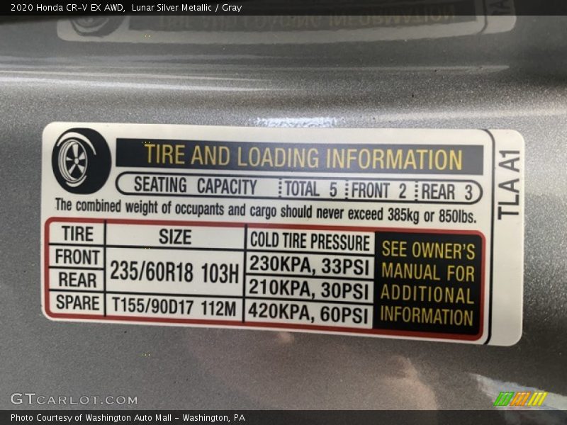 Lunar Silver Metallic / Gray 2020 Honda CR-V EX AWD
