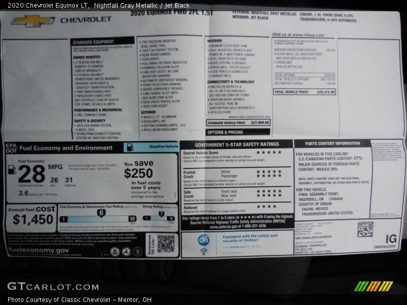 Nightfall Gray Metallic / Jet Black 2020 Chevrolet Equinox LT