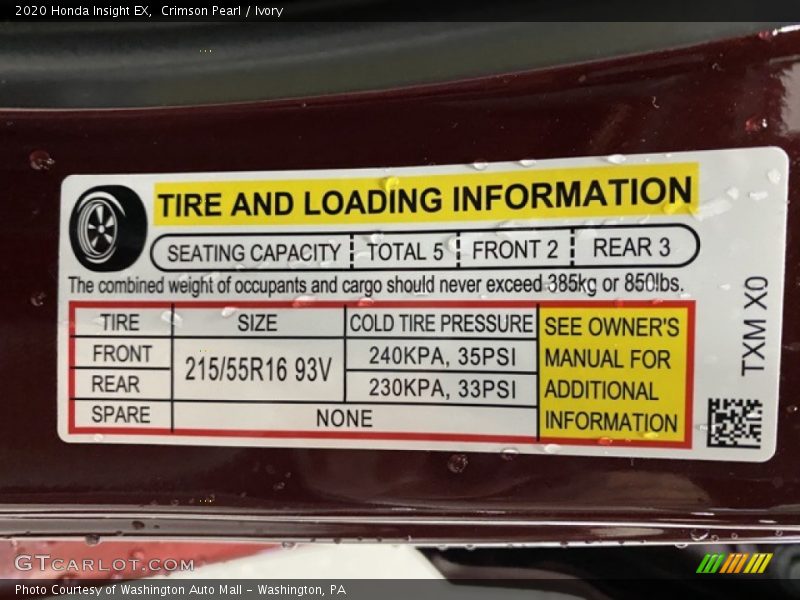 Crimson Pearl / Ivory 2020 Honda Insight EX