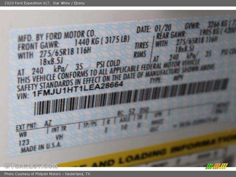 Star White / Ebony 2020 Ford Expedition XLT
