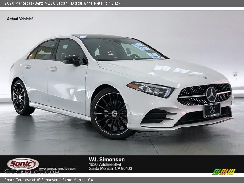 Digital White Metallic / Black 2020 Mercedes-Benz A 220 Sedan