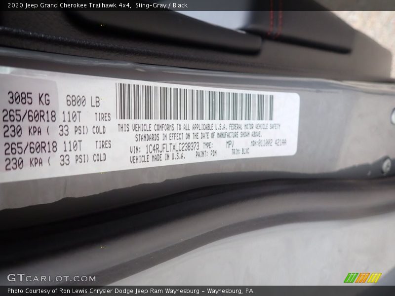 Sting-Gray / Black 2020 Jeep Grand Cherokee Trailhawk 4x4