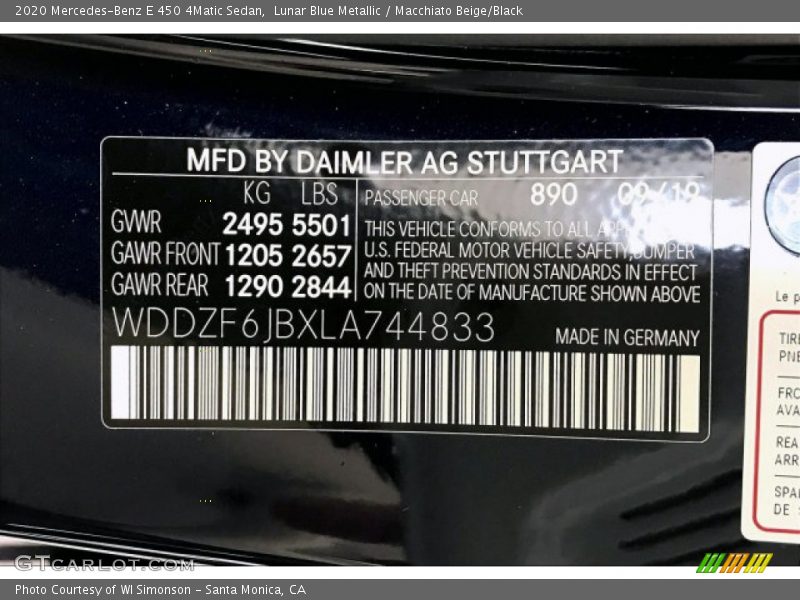 Lunar Blue Metallic / Macchiato Beige/Black 2020 Mercedes-Benz E 450 4Matic Sedan