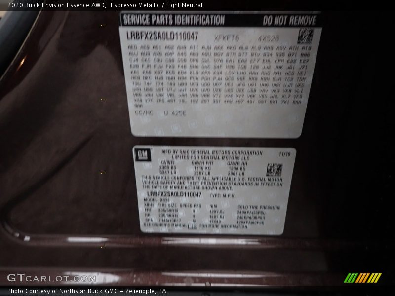 2020 Envision Essence AWD Espresso Metallic Color Code 425E
