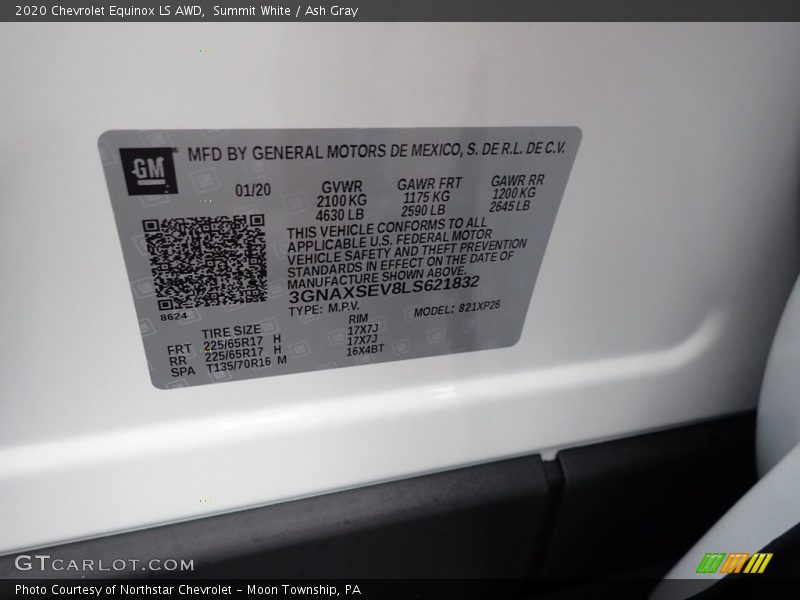 Summit White / Ash Gray 2020 Chevrolet Equinox LS AWD