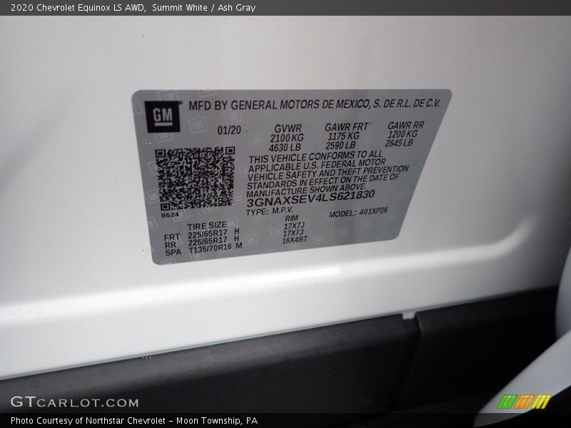 Summit White / Ash Gray 2020 Chevrolet Equinox LS AWD