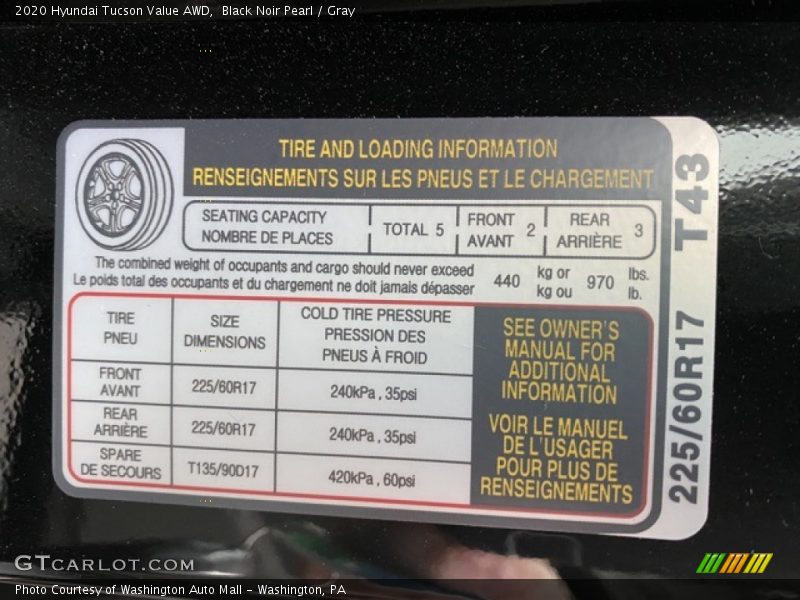 Black Noir Pearl / Gray 2020 Hyundai Tucson Value AWD