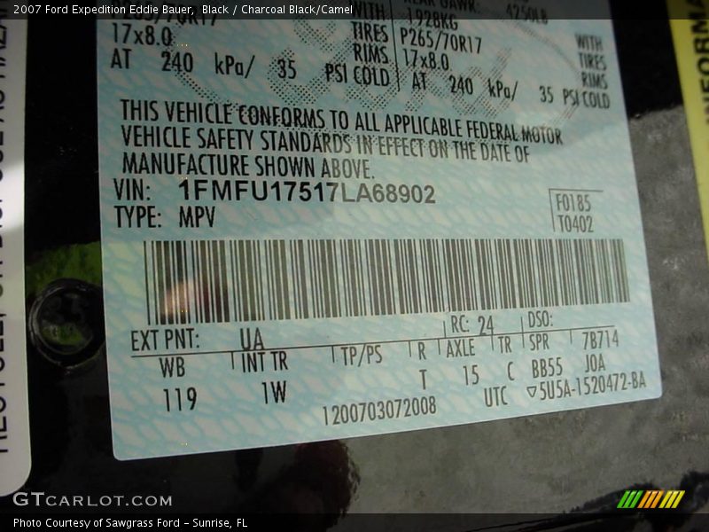 Black / Charcoal Black/Camel 2007 Ford Expedition Eddie Bauer