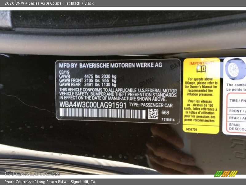 Jet Black / Black 2020 BMW 4 Series 430i Coupe