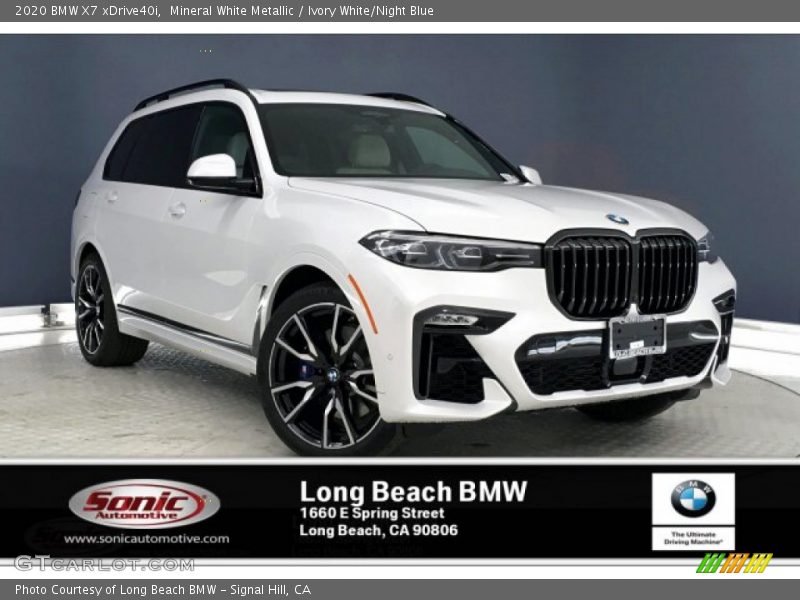 Mineral White Metallic / Ivory White/Night Blue 2020 BMW X7 xDrive40i
