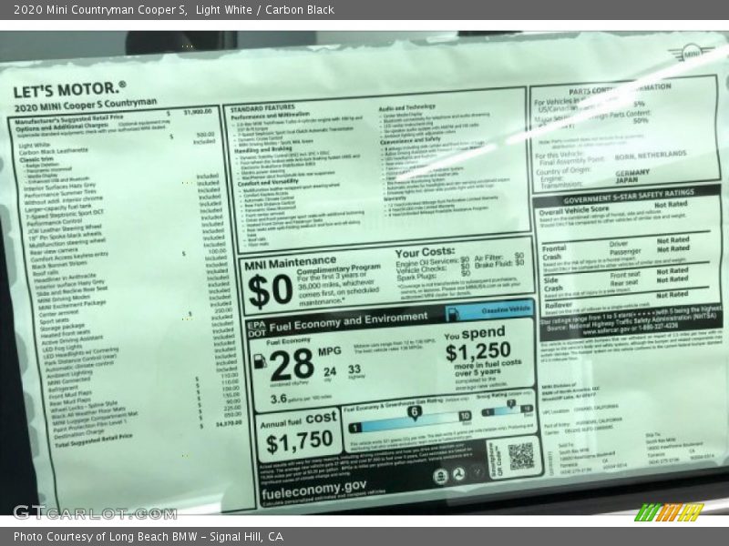  2020 Countryman Cooper S Window Sticker