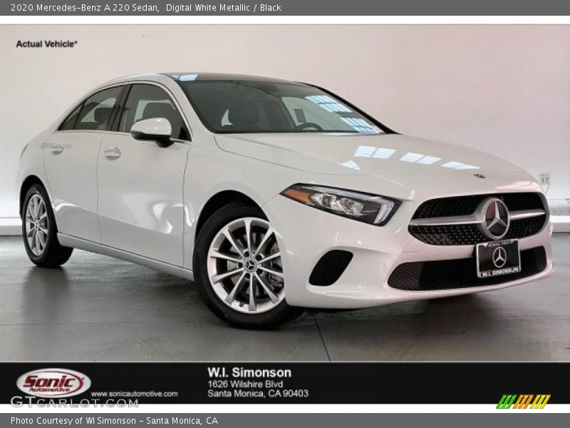 Digital White Metallic / Black 2020 Mercedes-Benz A 220 Sedan