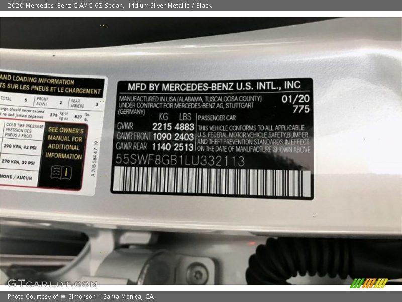 Iridium Silver Metallic / Black 2020 Mercedes-Benz C AMG 63 Sedan