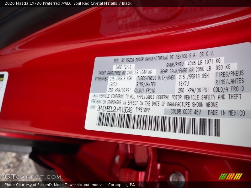 2020 CX-30 Preferred AWD Soul Red Crystal Metallic Color Code 46V