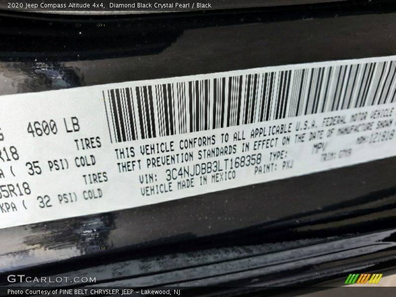Diamond Black Crystal Pearl / Black 2020 Jeep Compass Altitude 4x4