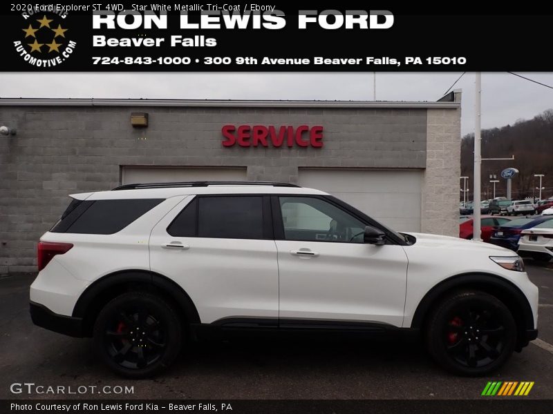 Star White Metallic Tri-Coat / Ebony 2020 Ford Explorer ST 4WD