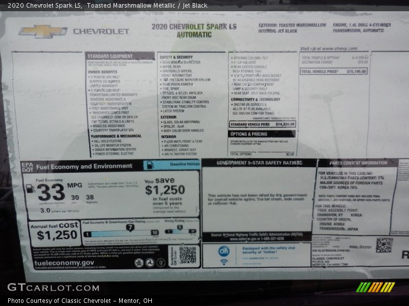  2020 Spark LS Window Sticker