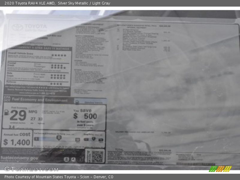 Silver Sky Metallic / Light Gray 2020 Toyota RAV4 XLE AWD