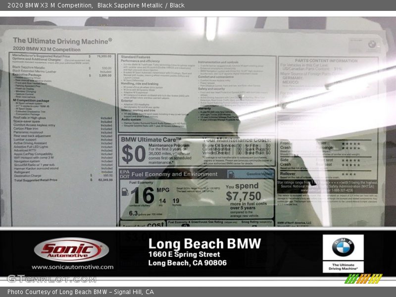 Black Sapphire Metallic / Black 2020 BMW X3 M Competition