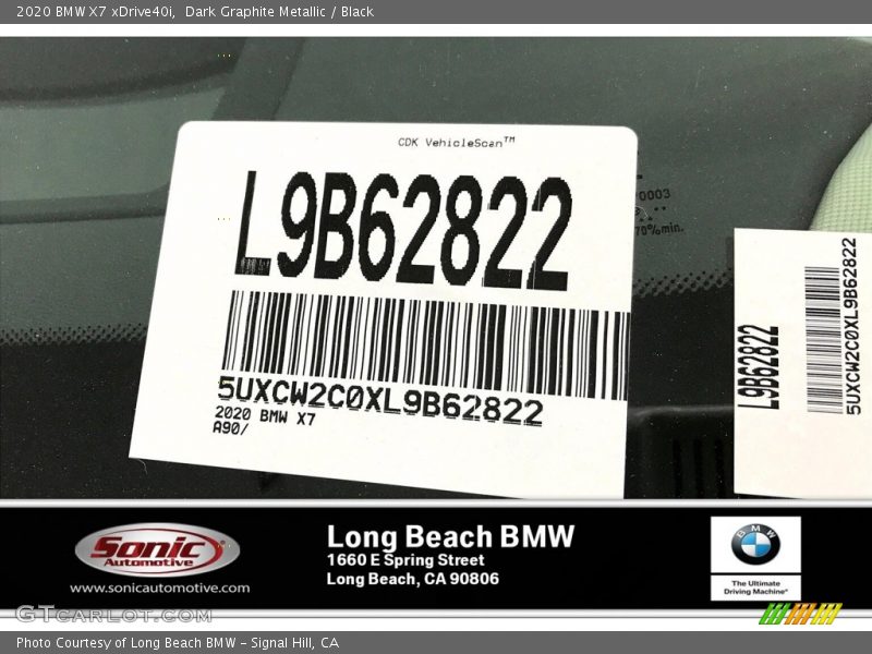 Dark Graphite Metallic / Black 2020 BMW X7 xDrive40i