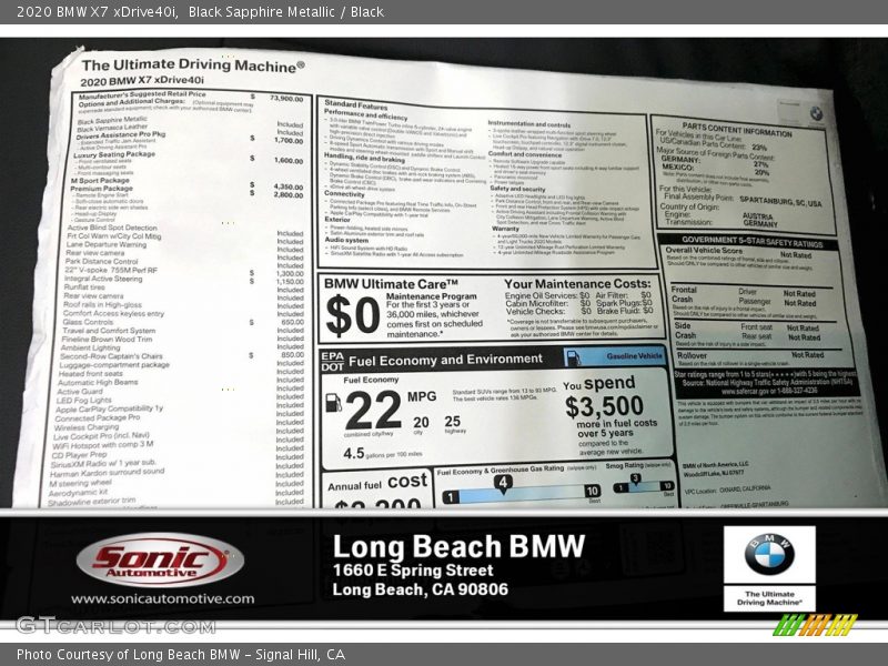 Black Sapphire Metallic / Black 2020 BMW X7 xDrive40i