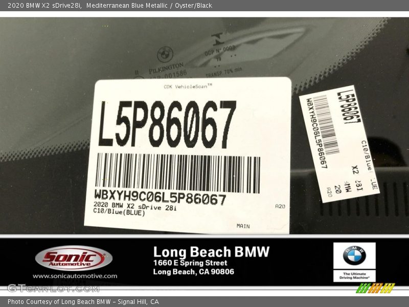 Mediterranean Blue Metallic / Oyster/Black 2020 BMW X2 sDrive28i